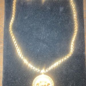 Versace Gold Jewelry Necklace with Detailed Pendant